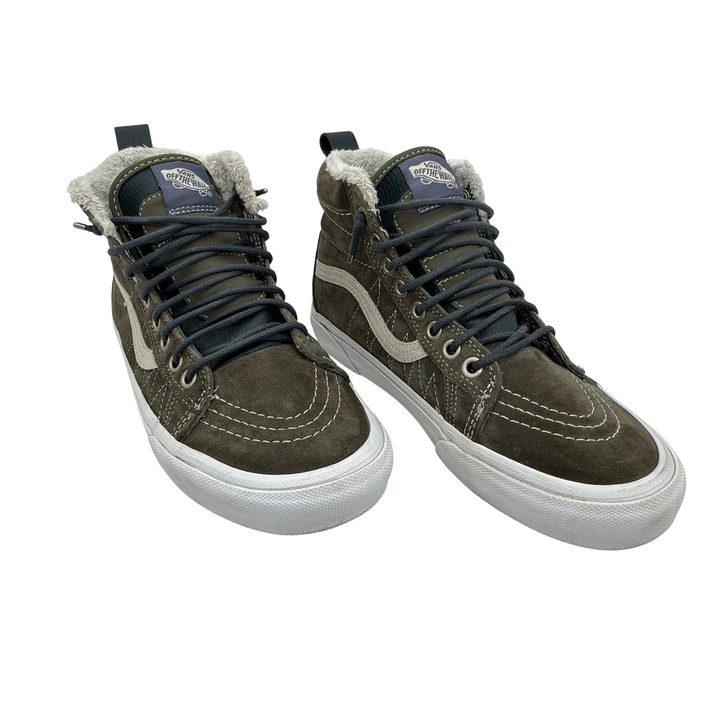 Vans Sk8-Hi MTE Scotchgard Faux Fur High Top Shoes Womens 7 Olive Suede